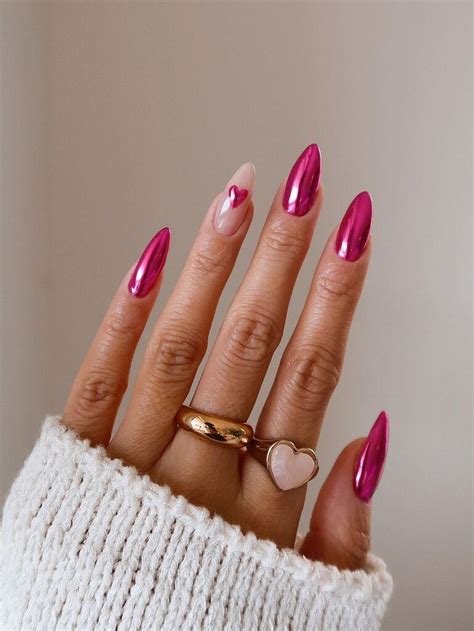 chrome valentine's day nails|More.